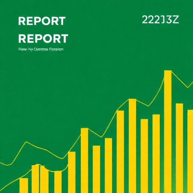 Abstract report cover, commodity prices lines and bars, brand colors green #2e7d32 and yellow #eeb300, minimal, modern, 3:2 aspect
