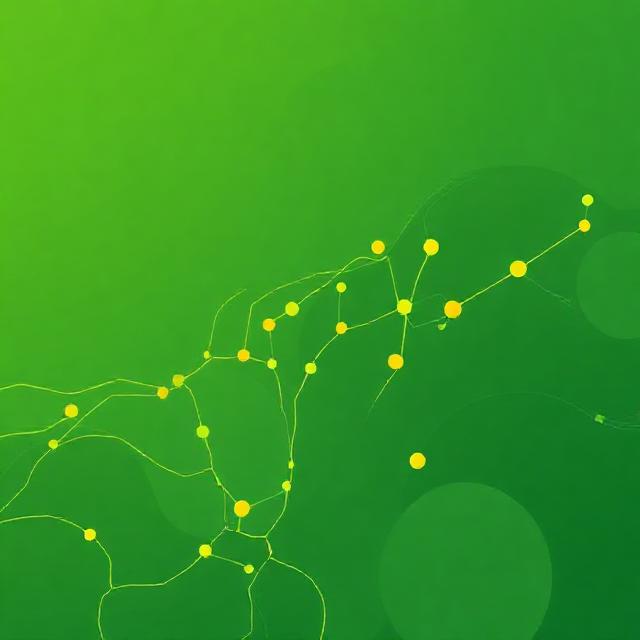 Abstract agriculture insight card image, map grid and data points, brand colors green #2e7d32 and yellow #eeb300, minimal, clean, 3:2 aspect